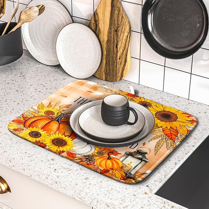 Giwawa Autumn Pumpkins Dish Drying Mat - Image 5