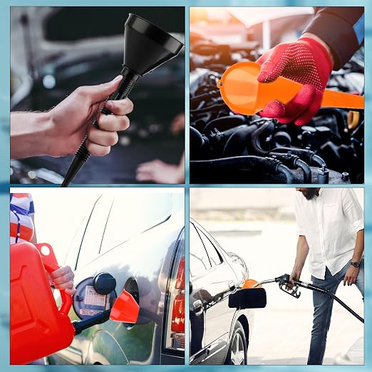 30 Pcs Automotive Funnel Set Wide Mouth Fuel Oil Funnel Plastic Long Neck - Image 5