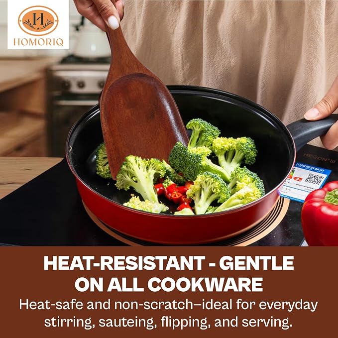 6-Piece Teak Wooden Cooking Utensils Set – Heat-Resistant Spoons & Spatulas | - Image 5
