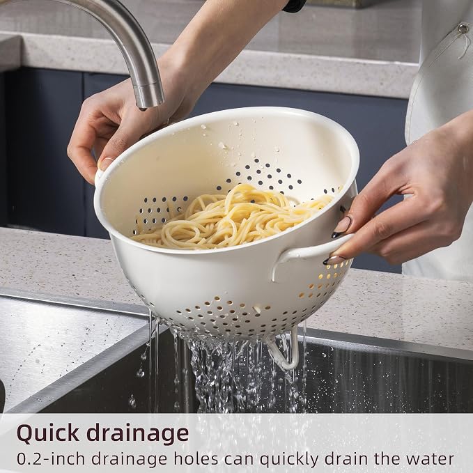 Metal Colander 5 Quart Powder Coated Self-draining Metal Strainer - Image 3