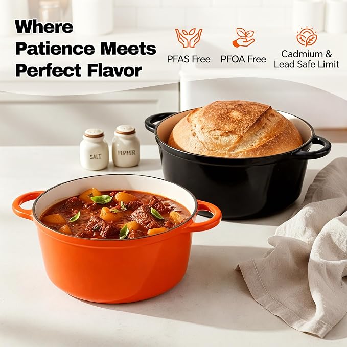 4.5 Quart Dutch Oven Pot with Lid, Non Stick Enameled Cast Iron Dutch Oven - Image 2