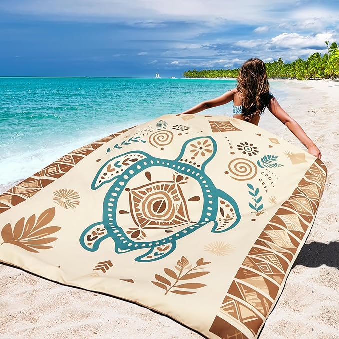 WIWIGO Beach Blanket Waterproof Sandproof Beach Mat 79" X 83"/10'x9'for 2-8 - Image 5