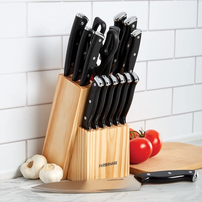 Farberware Triple Riveted Knife Block Set, High Carbon-Stainless Steel Blades - Image 6