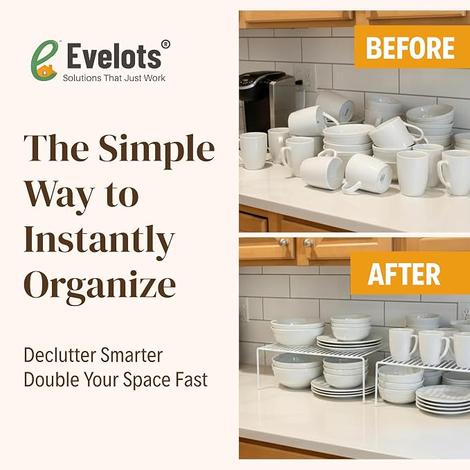Evelots Kitchen Cabinet Wire Shelf Organizer/Rack - Image 4