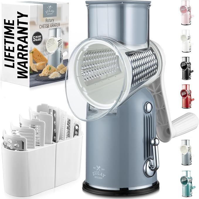 Zulay Kitchen Rotary Cheese Grater 5 Blade Cheese Shredder by ZulayKitchen