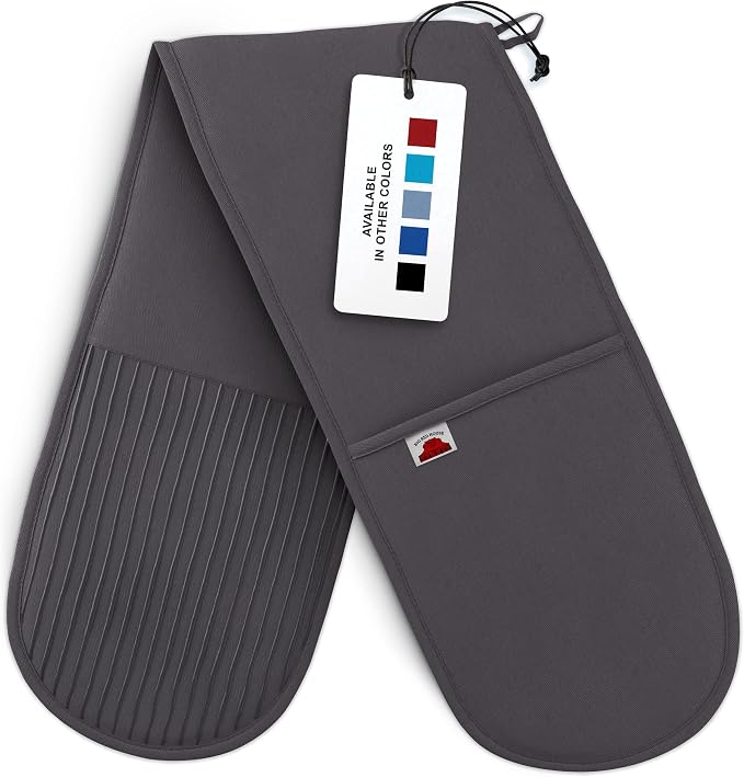 Grey Double Oven Mitt Kitchen Protection by BigRedHouse