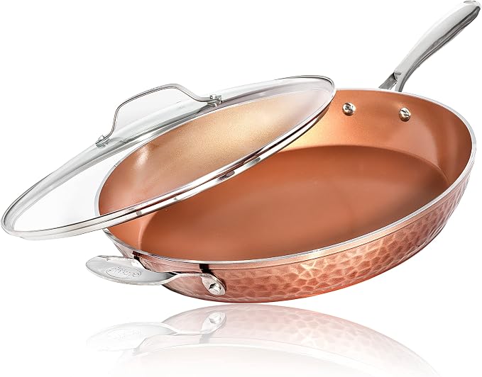 Gotham Steel Hammered Copper 14 Inch Non Stick Frying Pan by GothamSteel