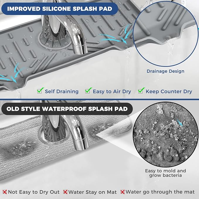 2 Pcs Silicone Faucet Handle Drip Catcher Tray, 2 in 1 Dish Soap Sponge Holder - Image 8