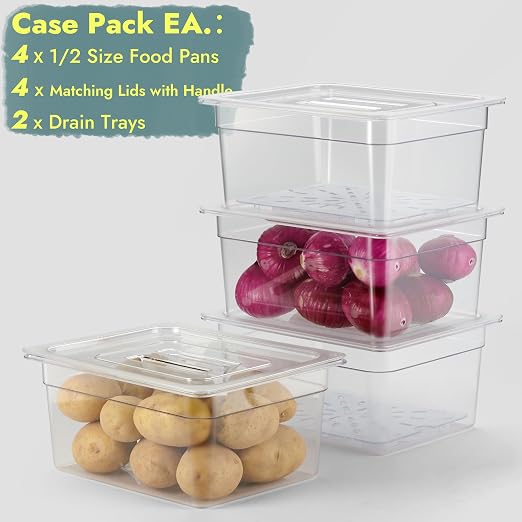 CURTA 4-Pack 1/2 Size 6" Deep NSF Polycarbonate Food Pans - Image 3