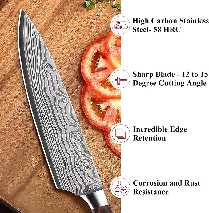 Sunnecko 8 Inch Chef Knife, Professional Japanese Style Kitchen Knife - Image 4