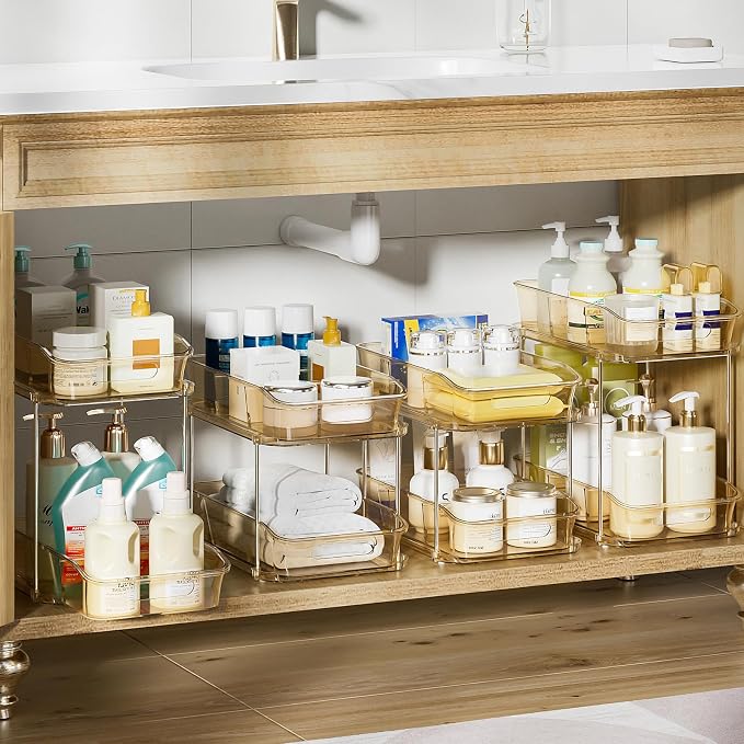Delamu 2-Tier Under Sink Organizers and Storage, Pull Out Kitchen Pantry - Image 2