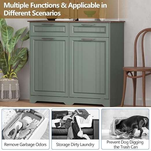 Double 10 Gallon Tilt Out Trash Can Cabinet - Image 5