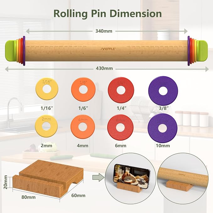 Rolling Pin with Thickness Rings - Image 8