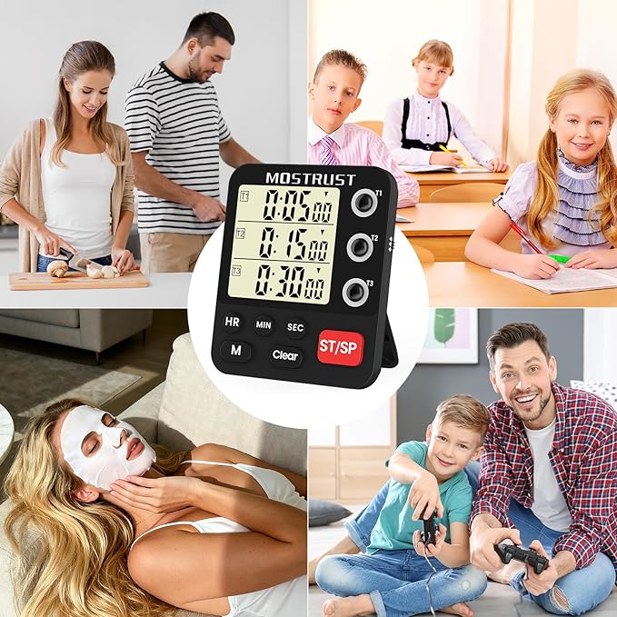 Digital Dual Kitchen Timer, 3 Channels Triple Countdown Timer - Image 6
