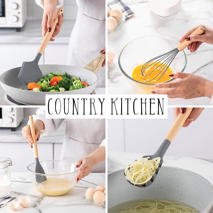 Country Kitchen Non Stick Silicone Utensil Set - Image 3