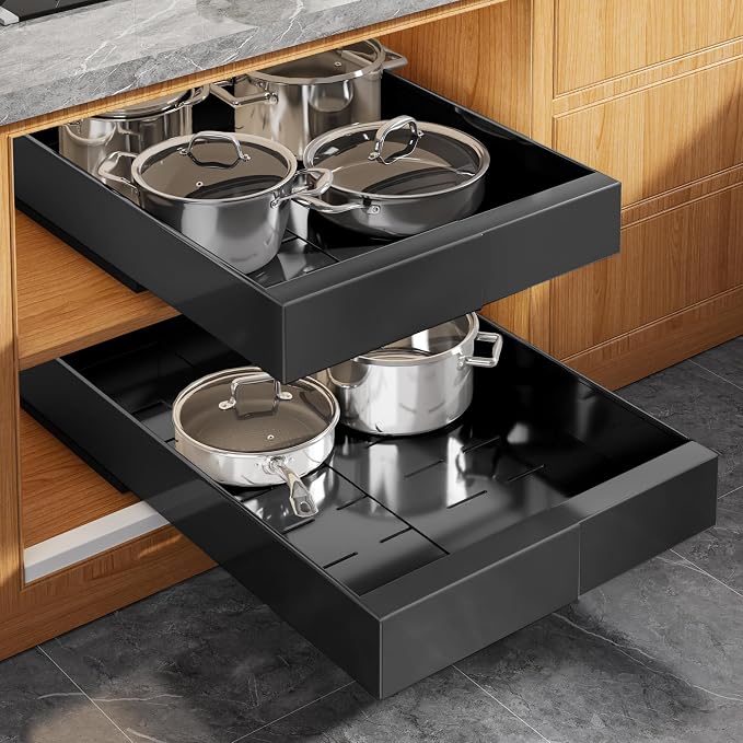 Seinloes 2 Pack Expandable Pull Out Cabinet Organizer 21" Deep by Seinloes