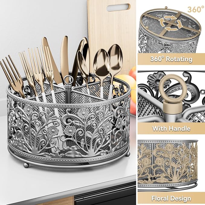YIUKEA 360° Rotating Utensil Caddy - Image 5