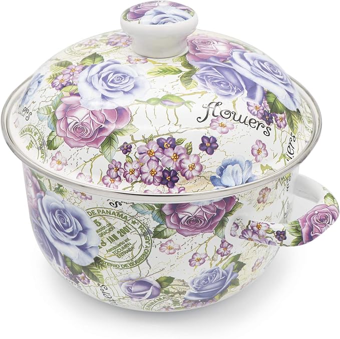 Flower Enamel on Steel Stock Pot/Stockpot - Image 4