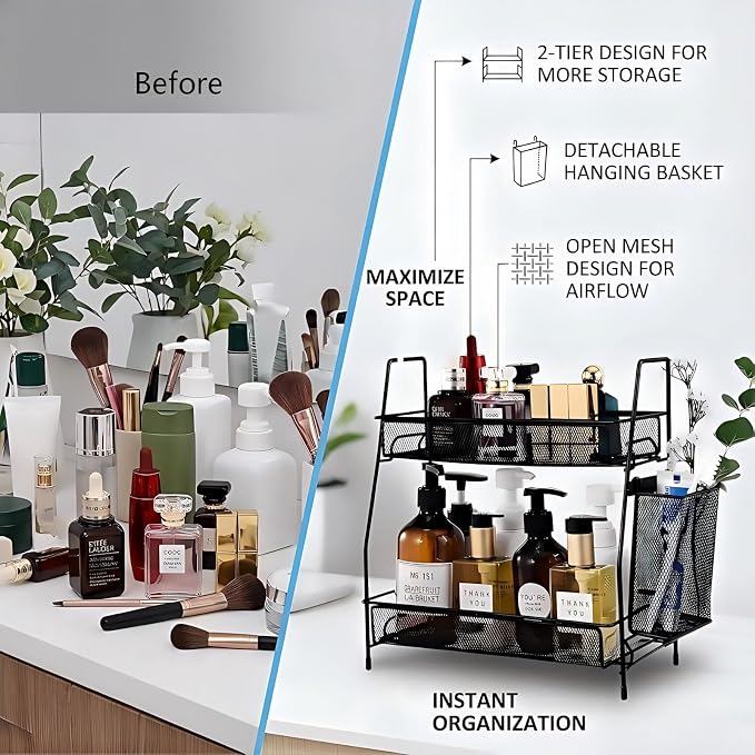 LEMIKKLE 2-Tier Bathroom Countertop Organizer, Makeup Countertop Organizers - Image 3