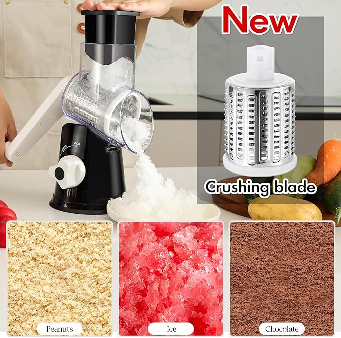 Ourokhome Rotary Cheese Grater Hand Crank, Kitchen Shredder Speed Mandolin - Image 3