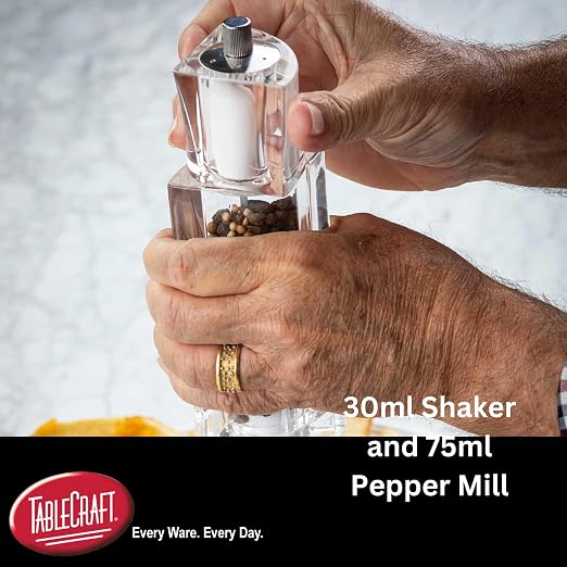 TableCraft 11832, Acrylic Salt and Pepper Mill Combo, 2-in-1 Grinder and Shaker - Image 3