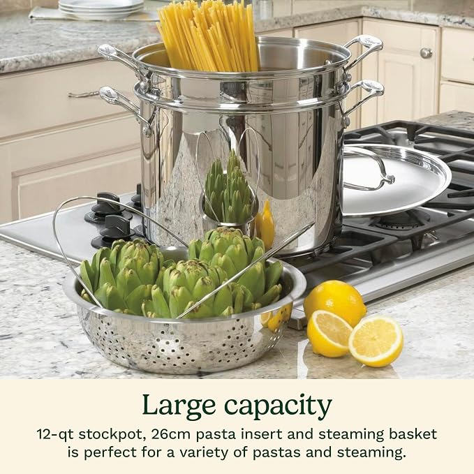 Cuisinart 4-Piece Cookware Set, 12 Quarts, Chef's Classic Stainless Steel - Image 2