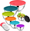 E-far Mixing Bowls with Lids Set, 7-Piece Stainless Steel Mixing Bowls with 3 by E-far