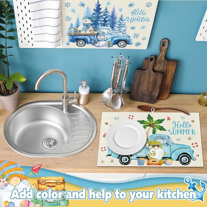 Teenyyou 4 Pcs Seasonal Dish Drying Mats - Image 2