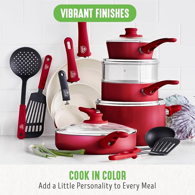 GreenLife 16 Piece Nonstick Cookware Set, Soft Grip Non-Toxic PFAS-Free Ceramic - Image 8