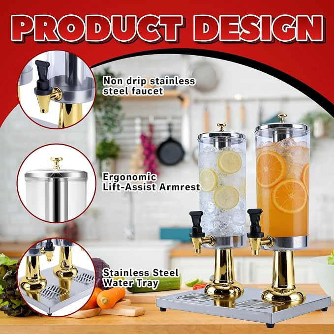 2-Gallon Drink Dispenser with Stainless Steel Drip Tray - Image 5