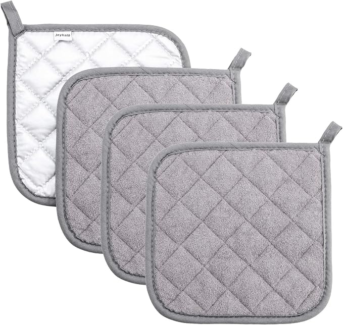 Joyhalo 4 Pack Pot Holders for Kitchen, Cotton Oven Holder by Joyhalo