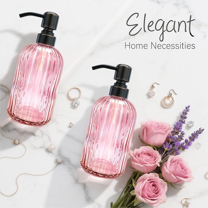 16 OZ Pink Glass Soap Dispenser - Image 6