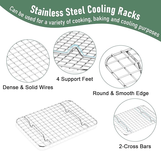 Homikit Toaster Oven Pan with Rack Set, 9 x 7 Inch Small Baking Sheet with Wire - Image 4