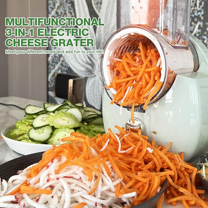 Electric Cheese Grater for Block Cheese - 3 in 1 Rotary Cheese Grater Electric - Image 3