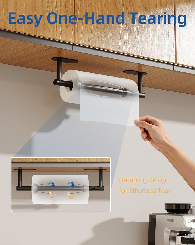 RUACQ Paper Towel Holder Under Cabinet, One Hand Tearing Paper Towel Holder - Image 2