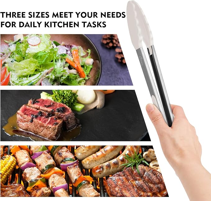 HOTEC Premium Stainless Steel Locking Kitchen Tongs - Image 3