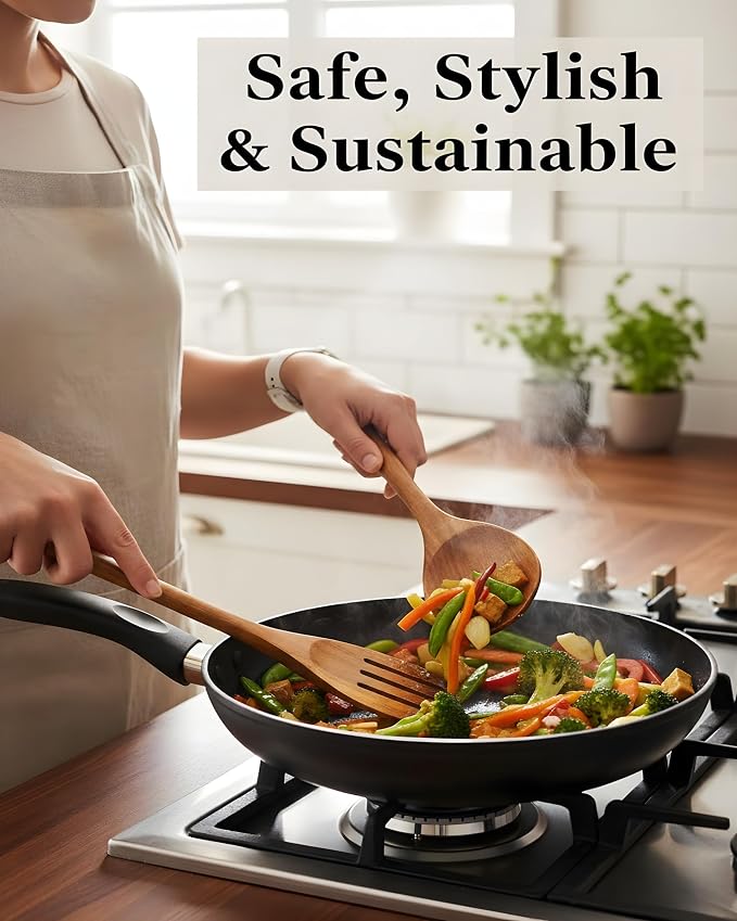 12-Piece Natural Teak Wood Utensil Set - Image 4