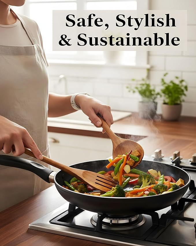10-Piece Natural Teak Wood Utensil Set - Image 4
