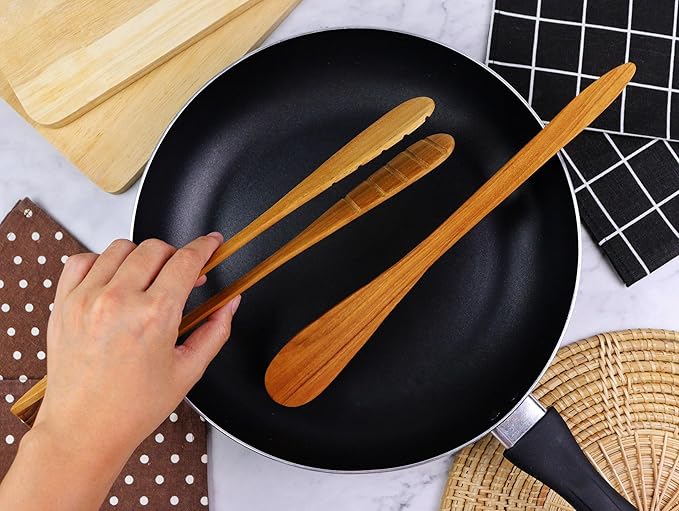 Teak Wood Toast Tongs – 12 Inches Long Wooden Toaster Tongs - Image 8