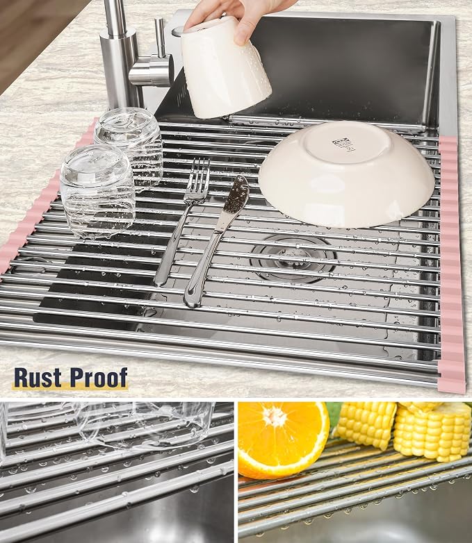 Tomorotec 21" x 15.5" Roll Up Dish Drying Rack Over Sink Drying Rack Sink Cover - Image 2