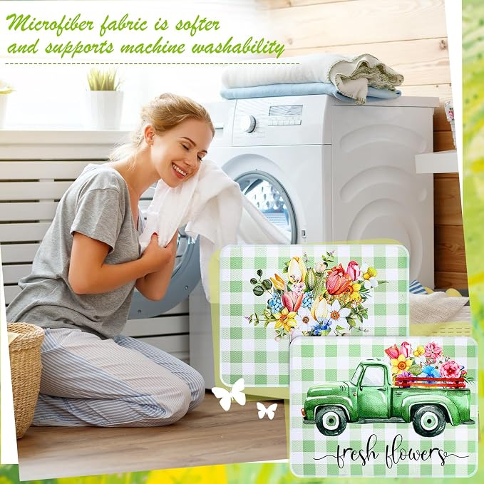 SiliFine 2 Pcs Dish Drying Mat for Kitchen, Spring Floral Absorbent Microfiber - Image 7