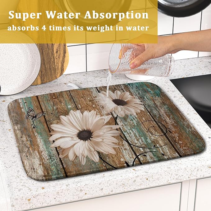 Giwawa Rustic Daisy Board Dish Drying Mat - Image 7