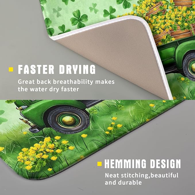 Holiday Truck Drying Dish Mat Green Lovely Clovers Decoration Cloth Dish Drain - Image 3
