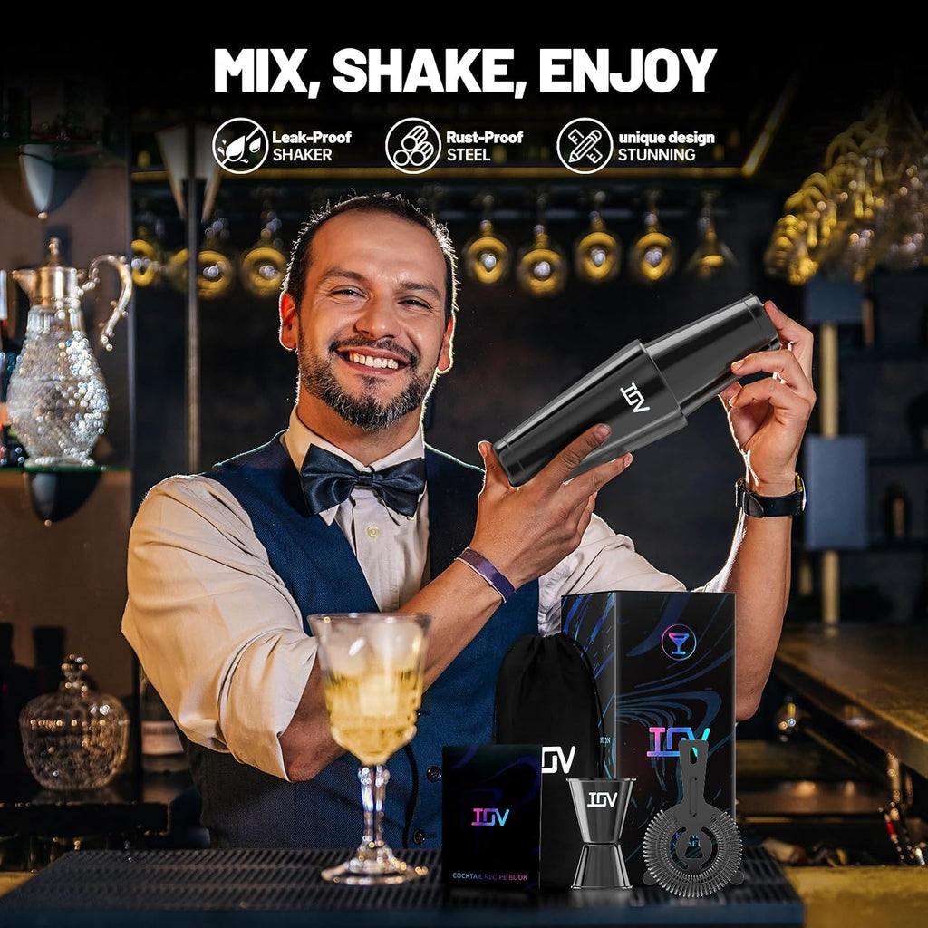IOV Boston Cocktail Shaker Bar Set, Bartender Kit Drink Mixer Set with