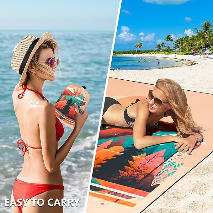 HIHOHO Beach Blanket Waterproof Sandproof Extra Large Beach Mat 79" X - Image 4