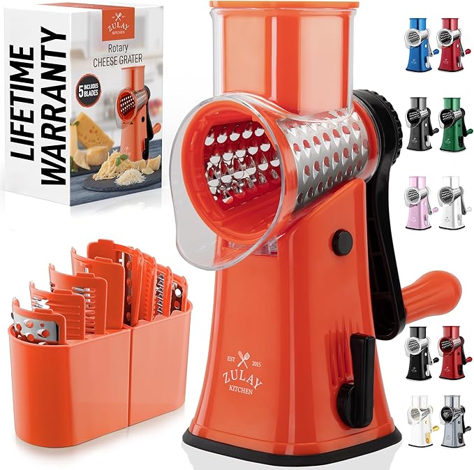 Zulay Kitchen Rotary Cheese Grater 5 Blade Cheese Shredder by ZulayKitchen
