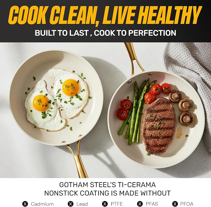 Gotham Steel 15 Pc Ceramic Cookware Set, Ceramic Pots and Pans Set Non Stick - Image 4