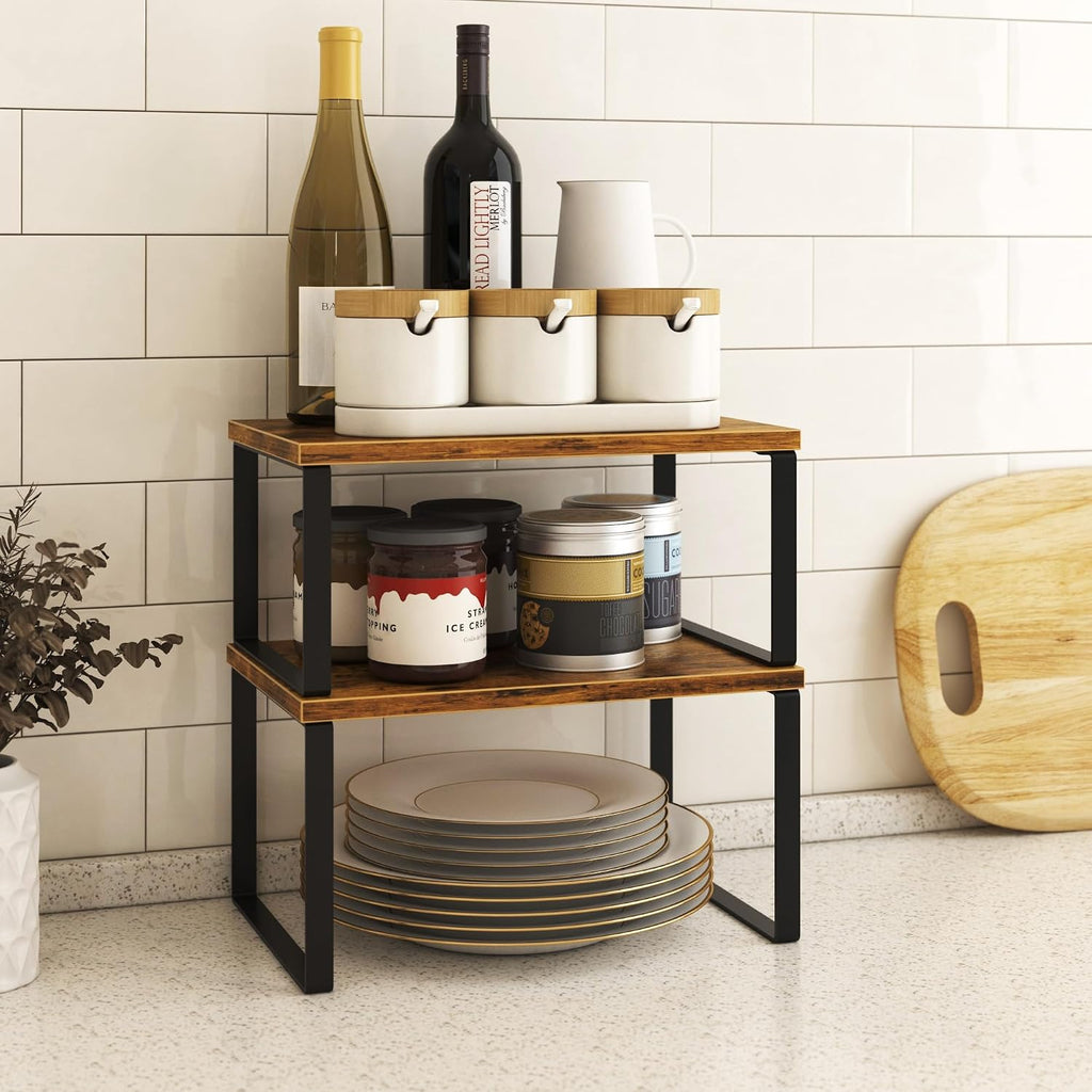 Kitchen Cabinet Organizer Shelf Set of 4, Sturdy Kitchen Counter