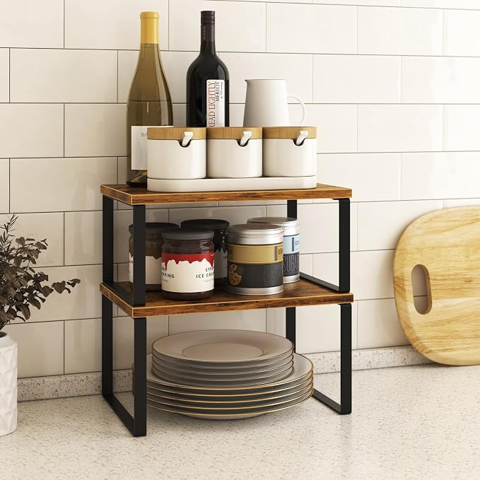Kitchen Cabinet Organizer Shelf Set of 4, Sturdy Kitchen Counter Shelves - Image 5