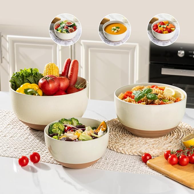 AmorArc Ceramic Mixing Bowls|Nesting Bowls Set of 3 - Image 8